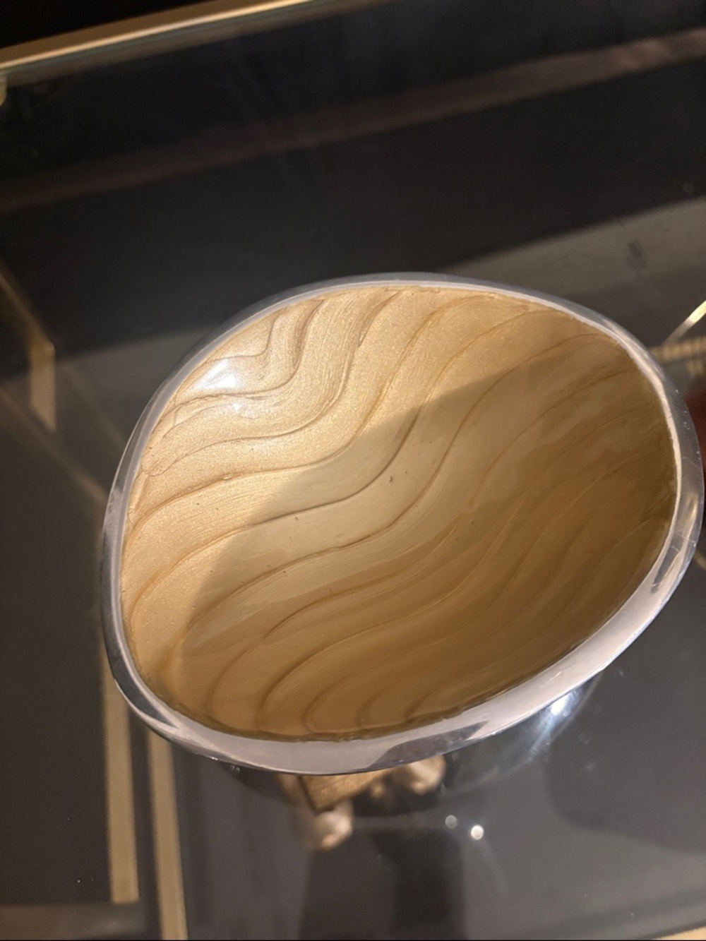 Nambe Gold Interior Wave Bowl with Silver Edge